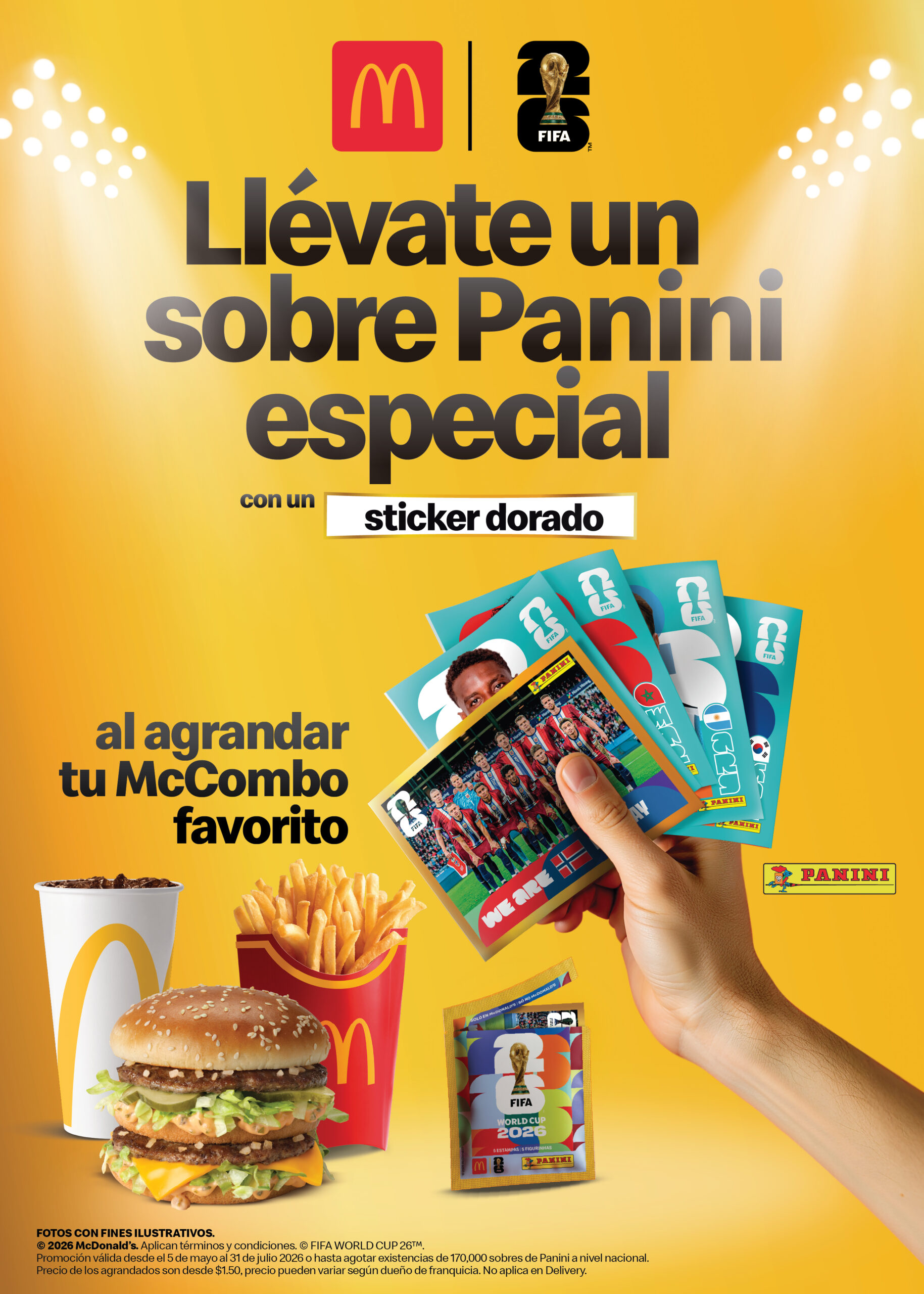 McDonald’s lanza menú temático por el Mundial 2026 y suma sobres Panini en Panamá
