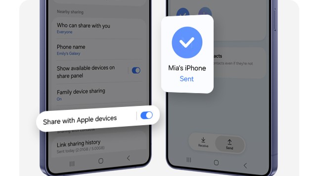 Galaxy podrá compartir archivos con AirDrop gracias a Quick Share